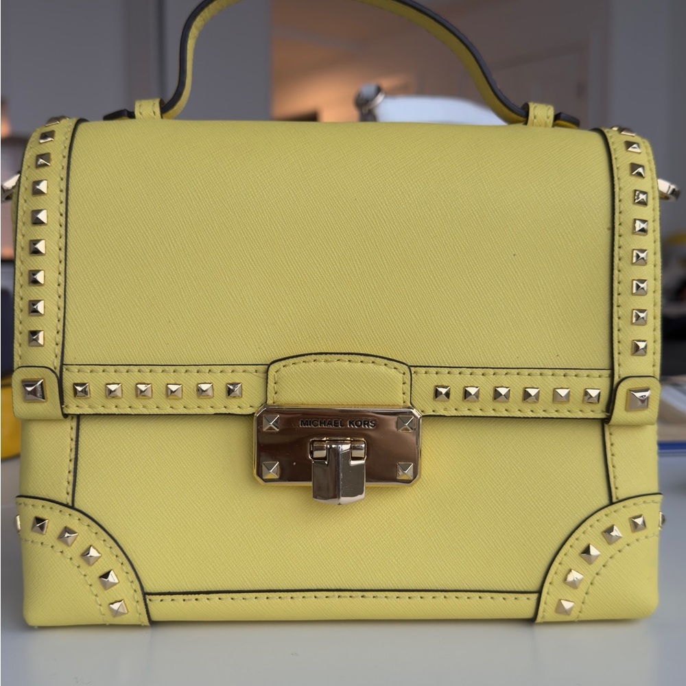 Michael Kors Yellow Crossbody Bag with Gold Studs